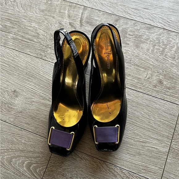 Vince Camuto Delano Slingback Heels Black/Purple 8 - Picture 2 of 6